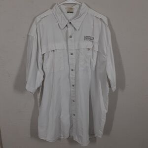 Reel Legends Adult Mens L White Vented Short Sleeve Snap Fishing Shirt